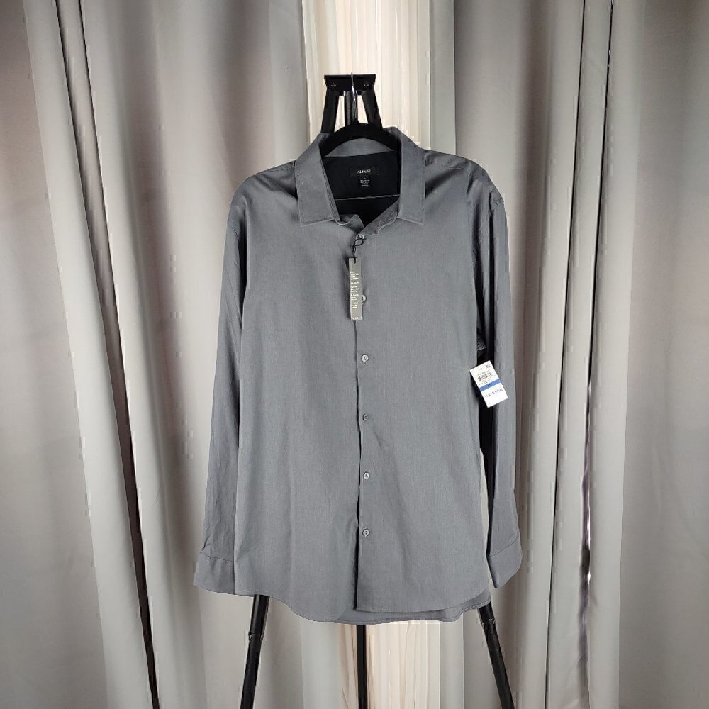 Alfani Men's Gray, Cotton Blend, Button-Up Dress Shirt. Size XL (NWT)
